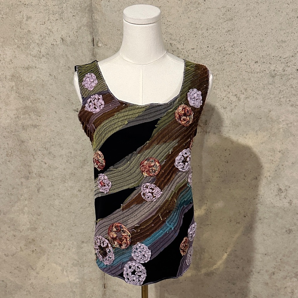 Radzoli Art-to-Wear Textured Abstract Sleeveless Tank Top | Eclectic Boho | L